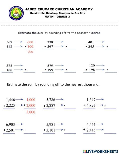 estimating sums and differences worksheets|Estimating Sums and Differences Worksheet (Grade 5).